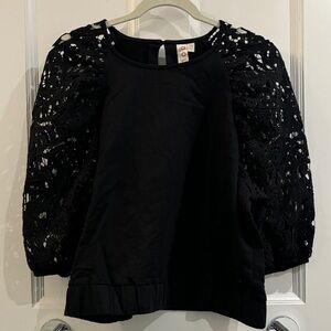 Dolan Black Lace Sleeve Blouse